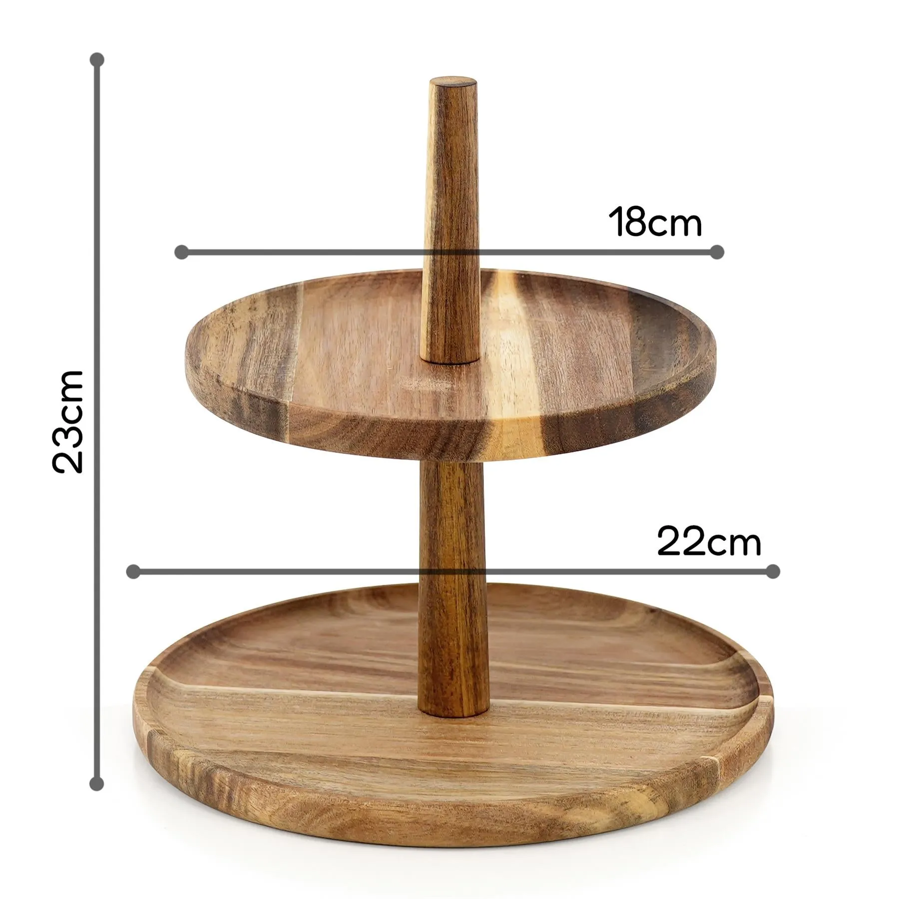 2-Tier Acacia Wooden Afternoon Tea Stand