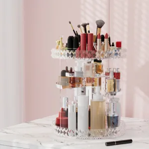 360° Rotating Acrylic Makeup Organizer with Large Capacity - Embellir