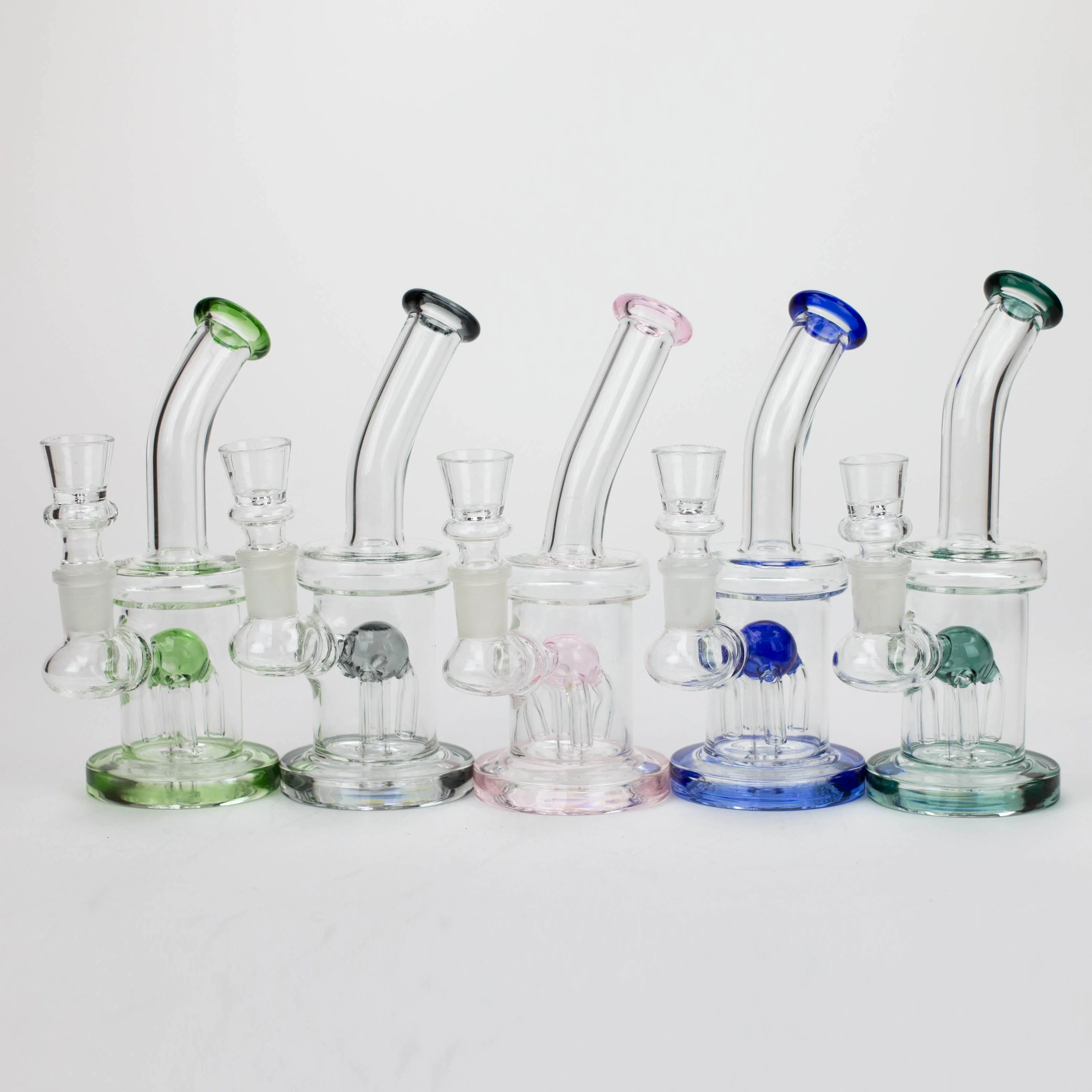 6.5" assorted color glass bong with tree arm diffuser