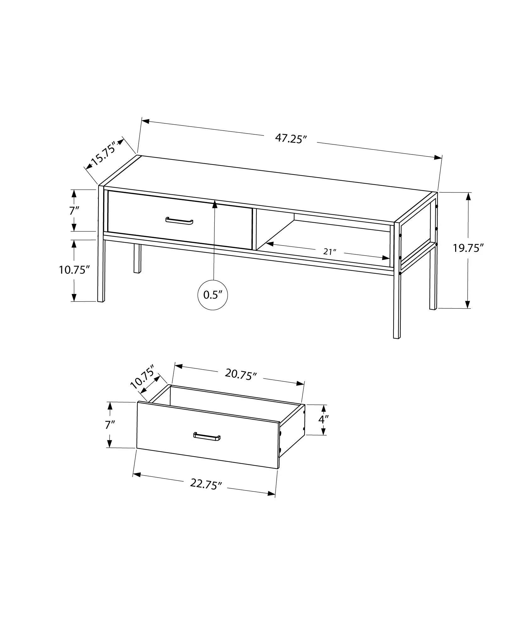 Black Tv Stand - 48"L