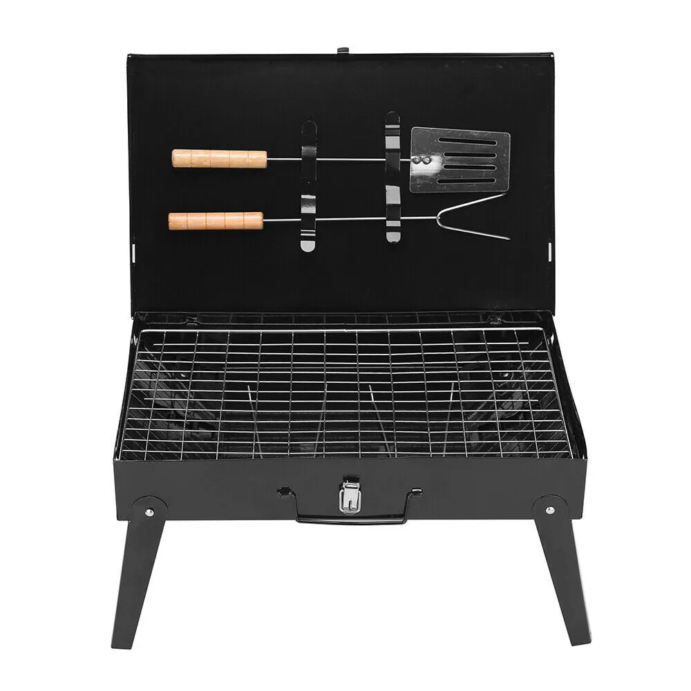 Charcoal BBQ Grill Hibachi Barbecue Portable Folding Steel Roast Camping Picnic