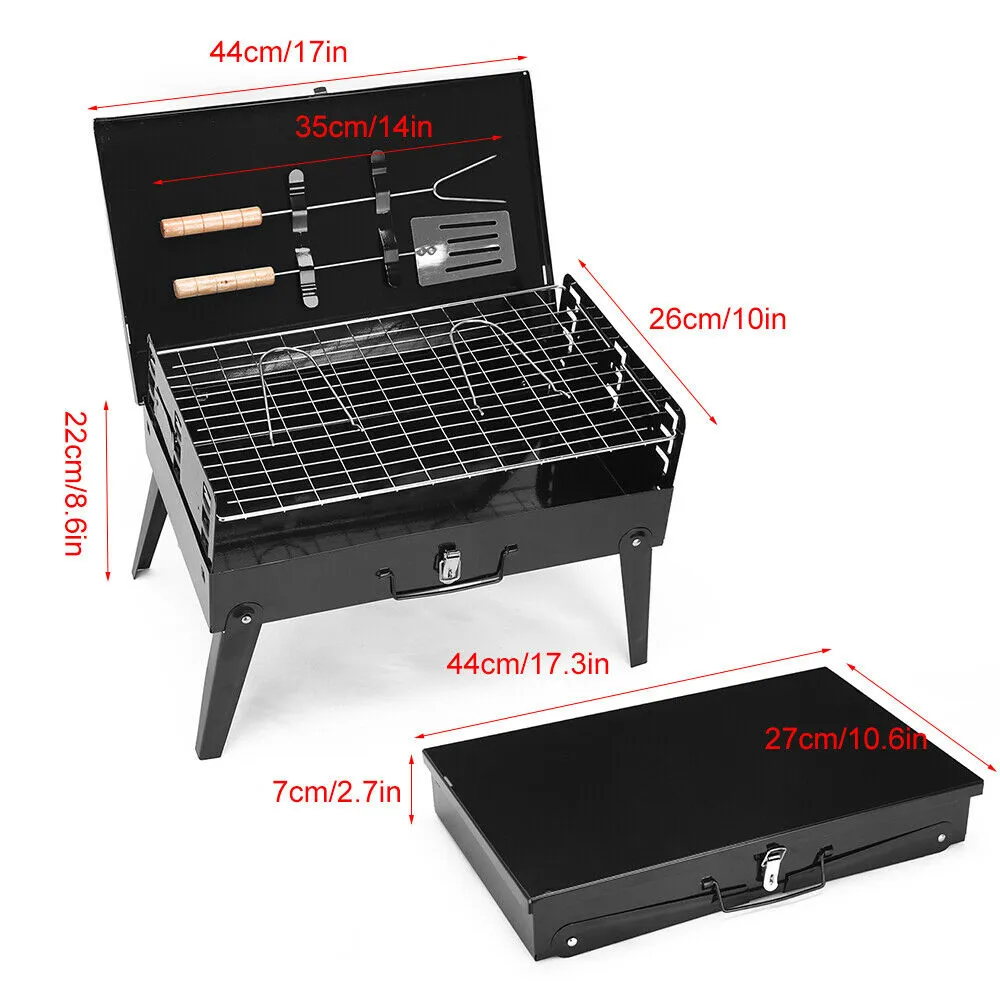 Charcoal BBQ Grill Hibachi Barbecue Portable Folding Steel Roast Camping Picnic