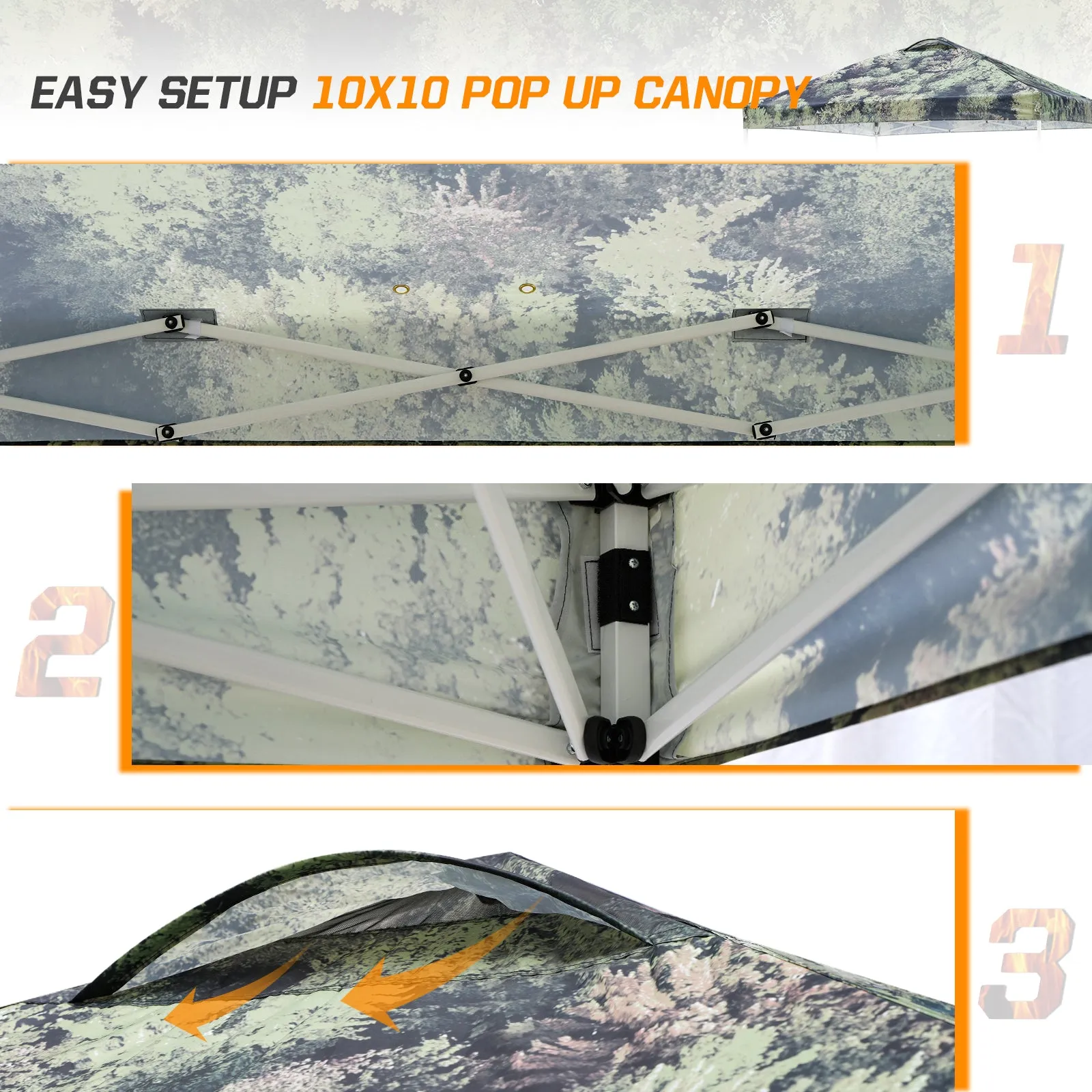 Eagle Peak SHADE GRAPHiX Easy Setup 10x10 Pop Up Canopy Tent with Digital Printed Tree Camo Top