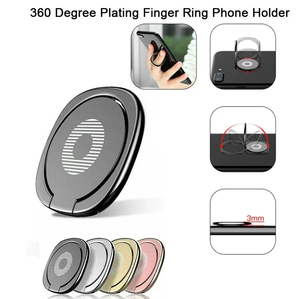 EC - Ultra-Thin Phone Holder: Rotatable metal ring stand for car mounts and desktop use