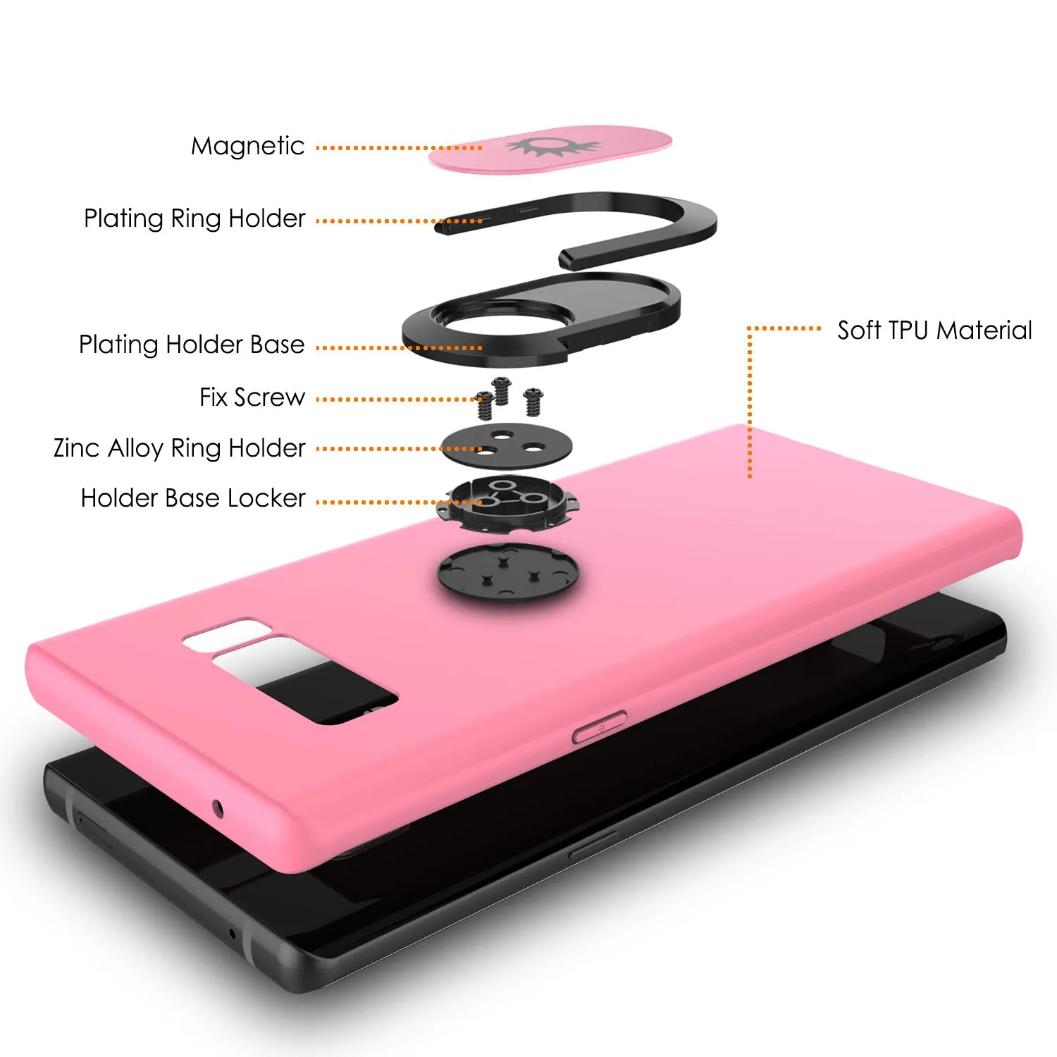 Galaxy Note 8 Punkcase Magnetix Screen Protector Slim Case [Pink]