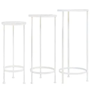 Plant Stand Set 3 Pieces Vintage Style Metal Antique White