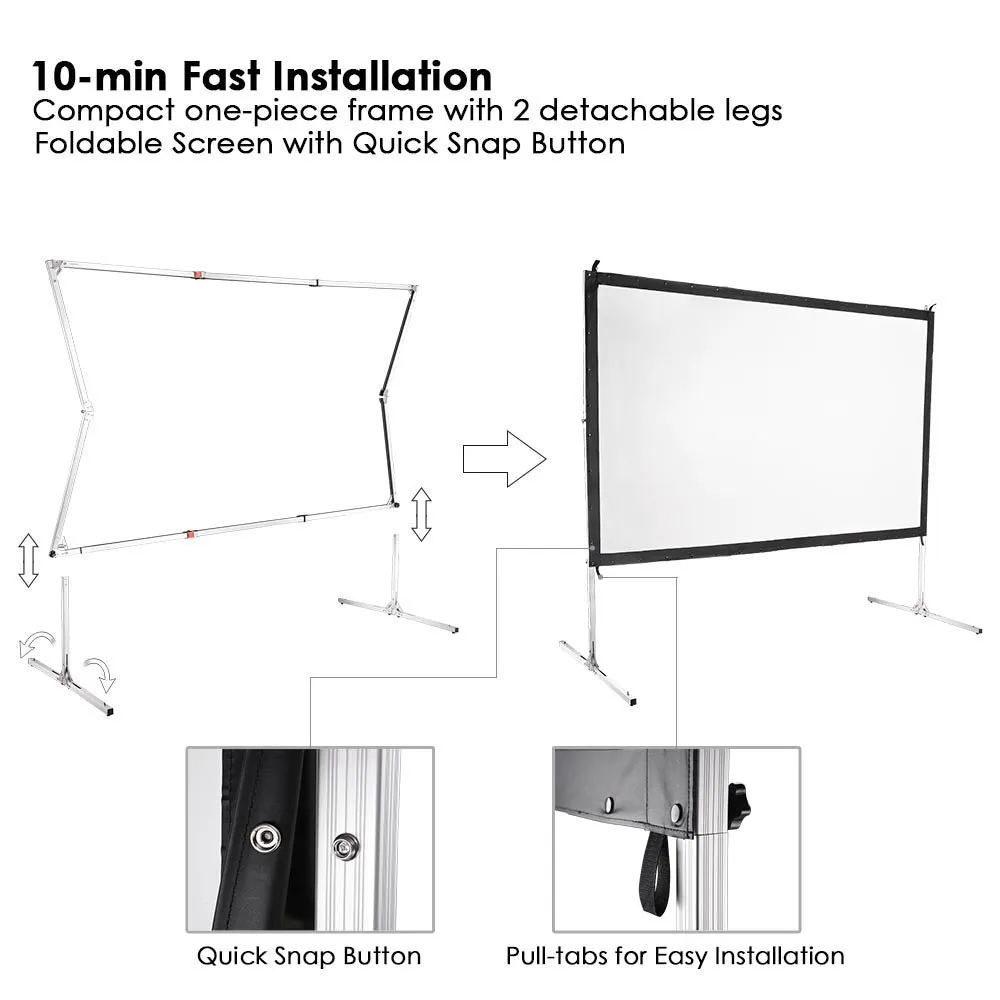 TheLAShop 120" 16:9 Portable Outdoor Projector Screen w/ Frame Freestanding Bag