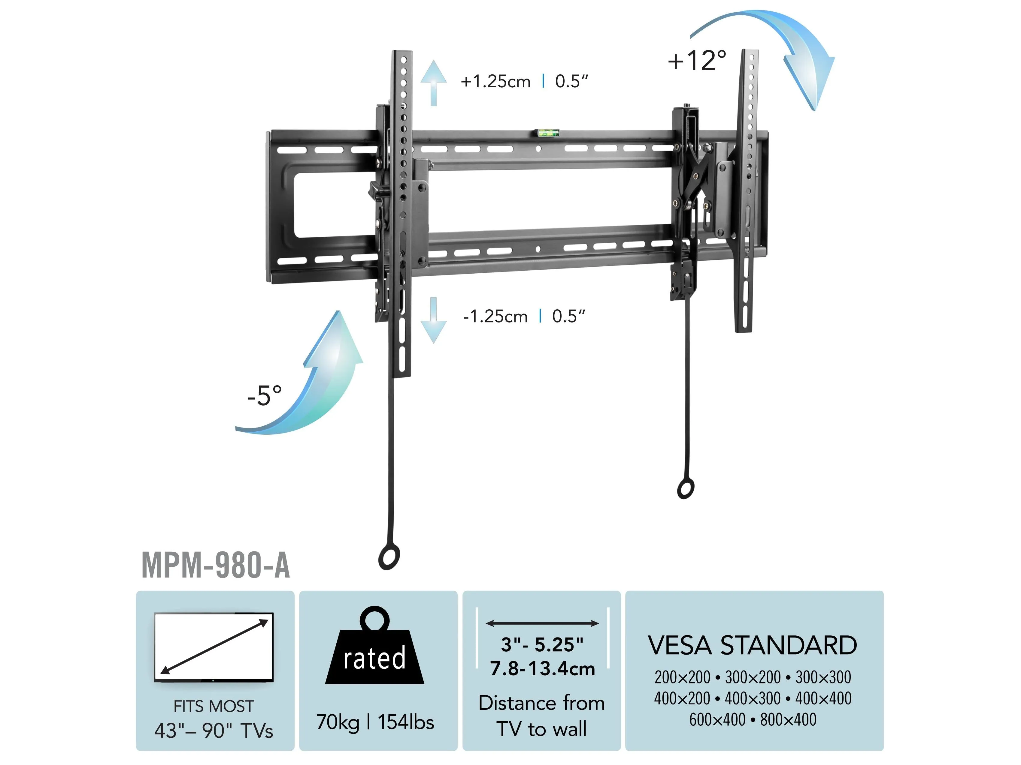 Tilting TV Wall Mount for 43" - 90" TVs